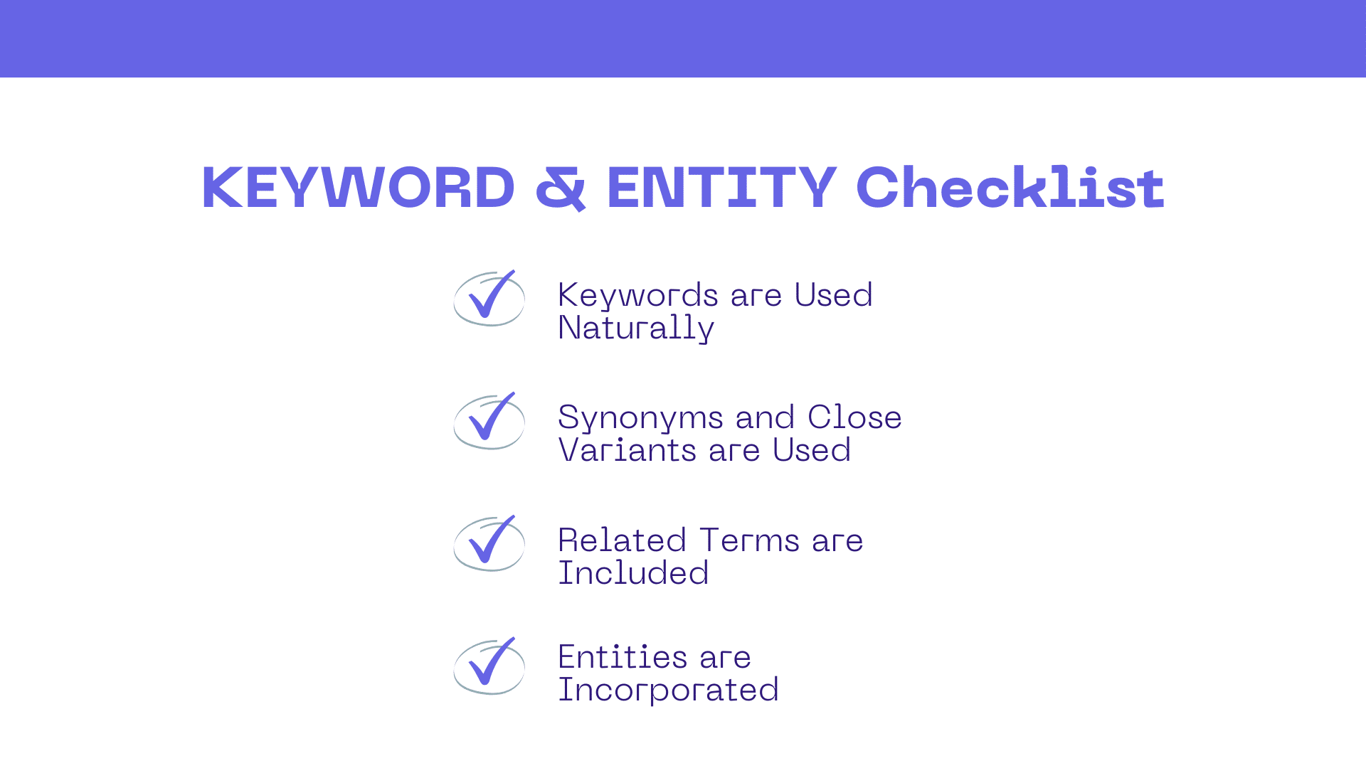 Keyword and entity checklist