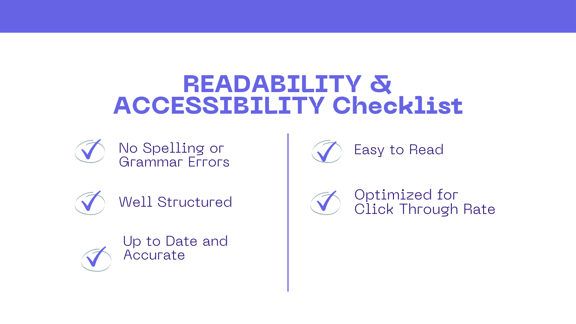 READABILITY and Accessibility checklist